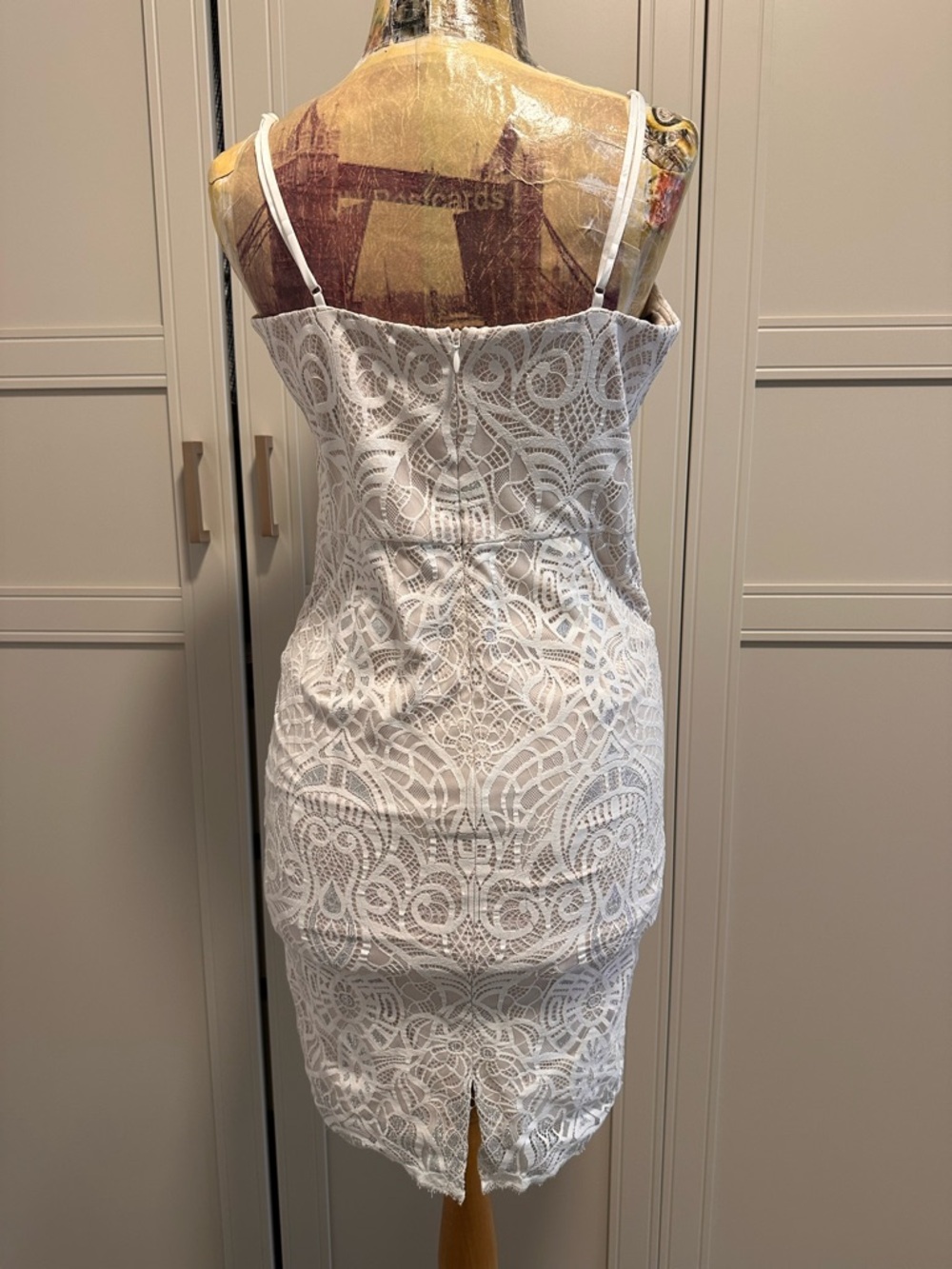 Vince Camuto White Lace Spaghetti Strap Sheath Dress - Picture 5 of 11